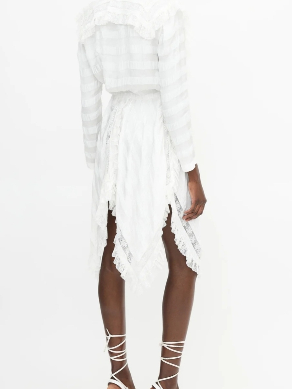 NWOT Orig $1,380 Philosophy🤍di Lorenzo Serafini White Lace Strip High-Low Sz 4 - Picture 13 of 16